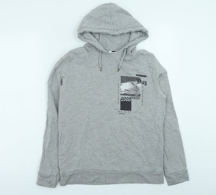 Topman Womens Grey Cotton Pullover Hoodie Size 2XS Pullover