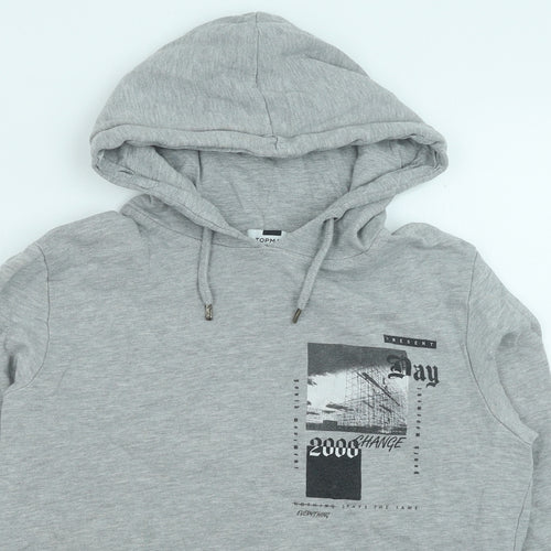 Topman Womens Grey Cotton Pullover Hoodie Size 2XS Pullover