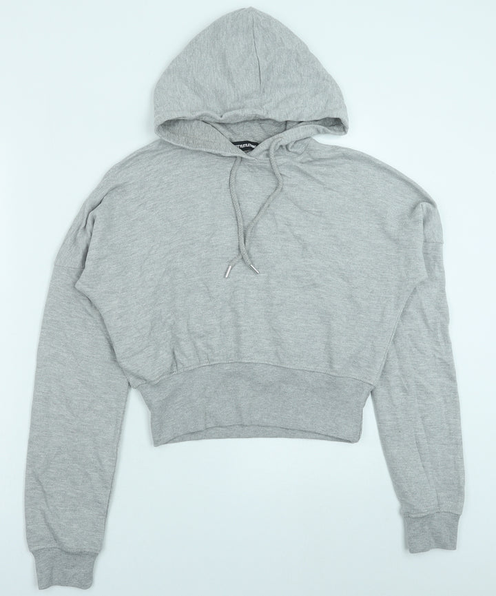 PRETTYLITTLETHING Womens Grey Cotton Pullover Hoodie Size S Pullover