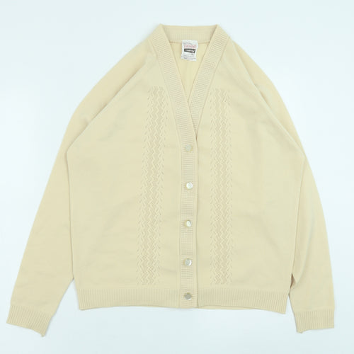 Marks and Spencer Womens Yellow V-Neck Polyester Cardigan Jumper Size 18
