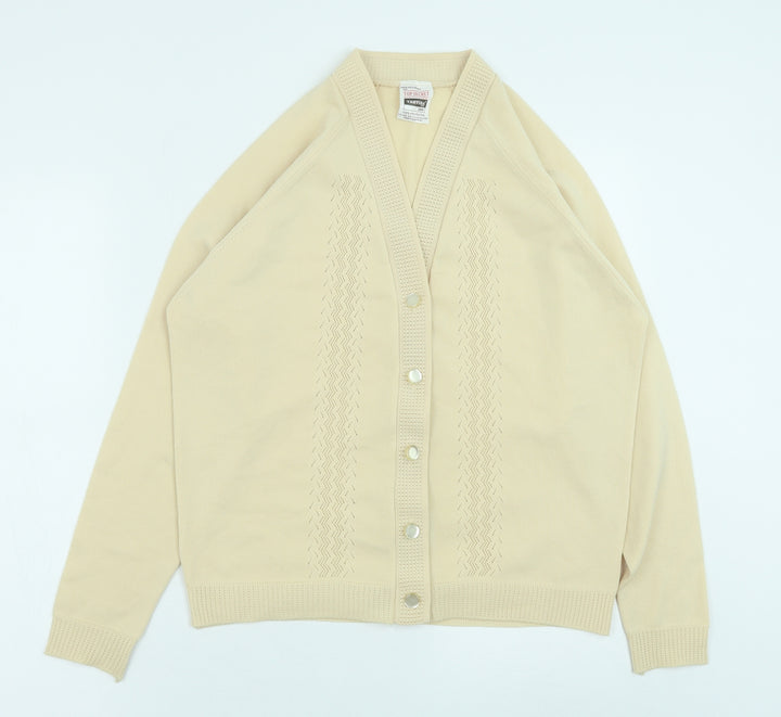 Marks and Spencer Womens Yellow V-Neck Polyester Cardigan Jumper Size 18