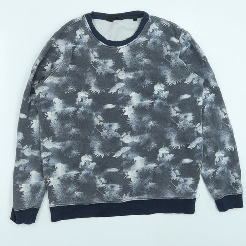 !Solid Womens Blue Geometric Polyester Pullover Sweatshirt Size S Pullover