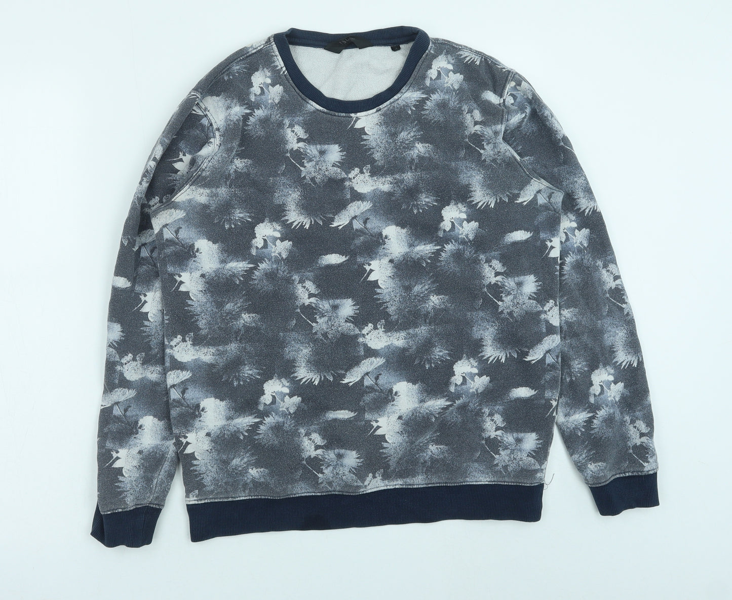 !Solid Womens Blue Geometric Polyester Pullover Sweatshirt Size S Pullover
