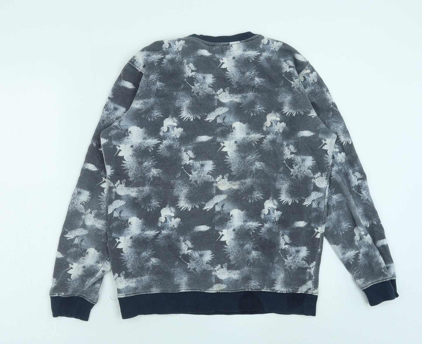 !Solid Womens Blue Geometric Polyester Pullover Sweatshirt Size S Pullover
