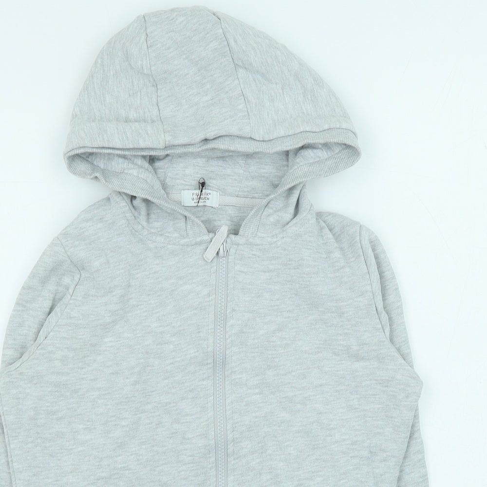 Primark Girls Grey Polyester Full Zip Hoodie Size 12-13 Years Zip
