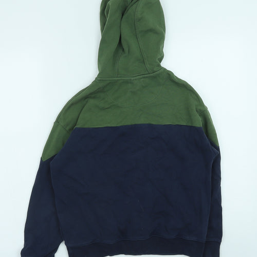 Marks and Spencer Boys Green Colourblock Cotton Pullover Hoodie Size 10-11 Years Pullover