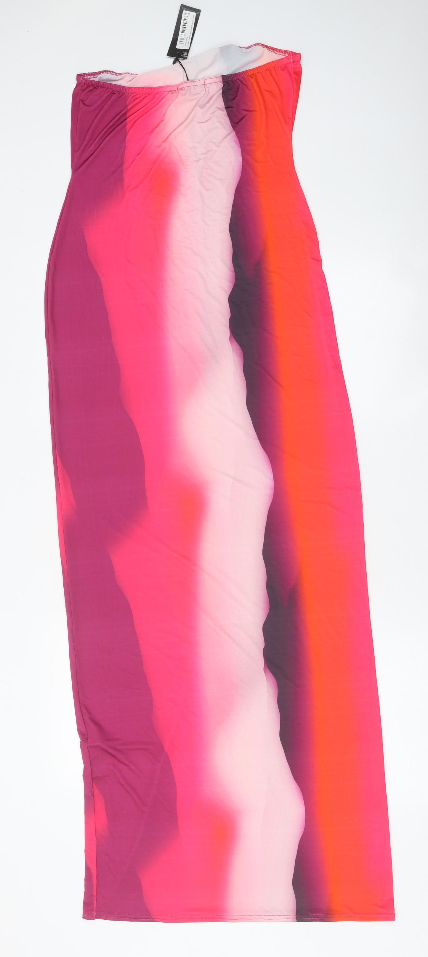 PRETTYLITTLETHING Womens Multicoloured Geometric Polyester Maxi Size 10 Off the Shoulder Pullover