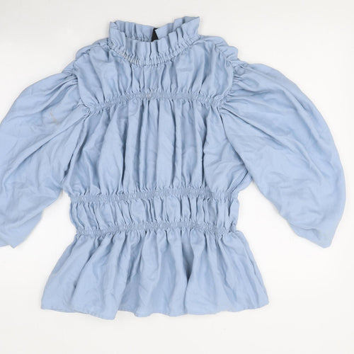 Vera Moda Womens Blue Viscose Basic Blouse Size XS Mock Neck