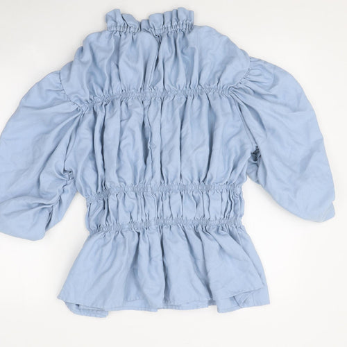 Vera Moda Womens Blue Viscose Basic Blouse Size XS Mock Neck