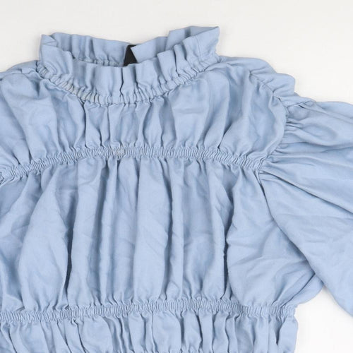 Vera Moda Womens Blue Viscose Basic Blouse Size XS Mock Neck