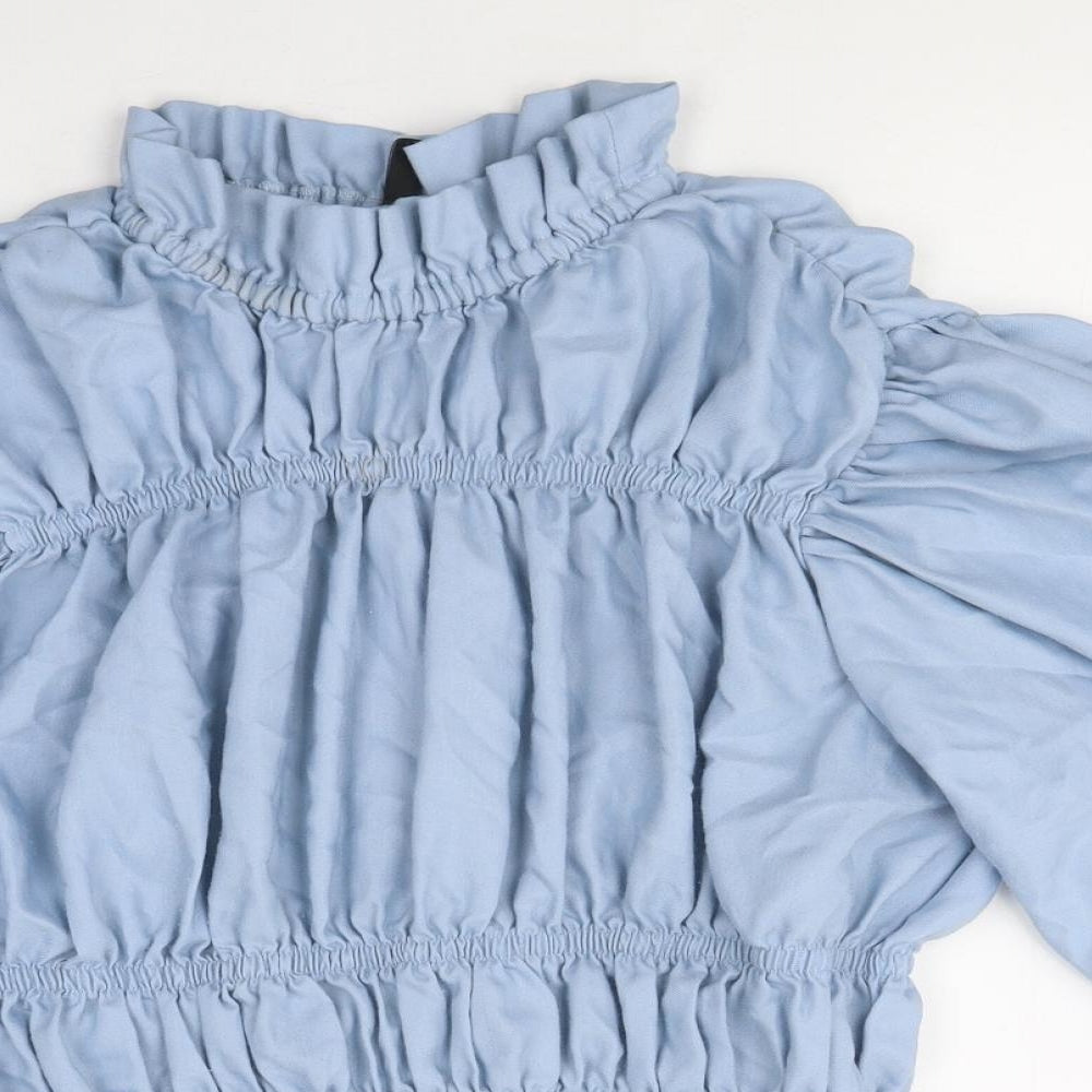 Vera Moda Womens Blue Viscose Basic Blouse Size XS Mock Neck