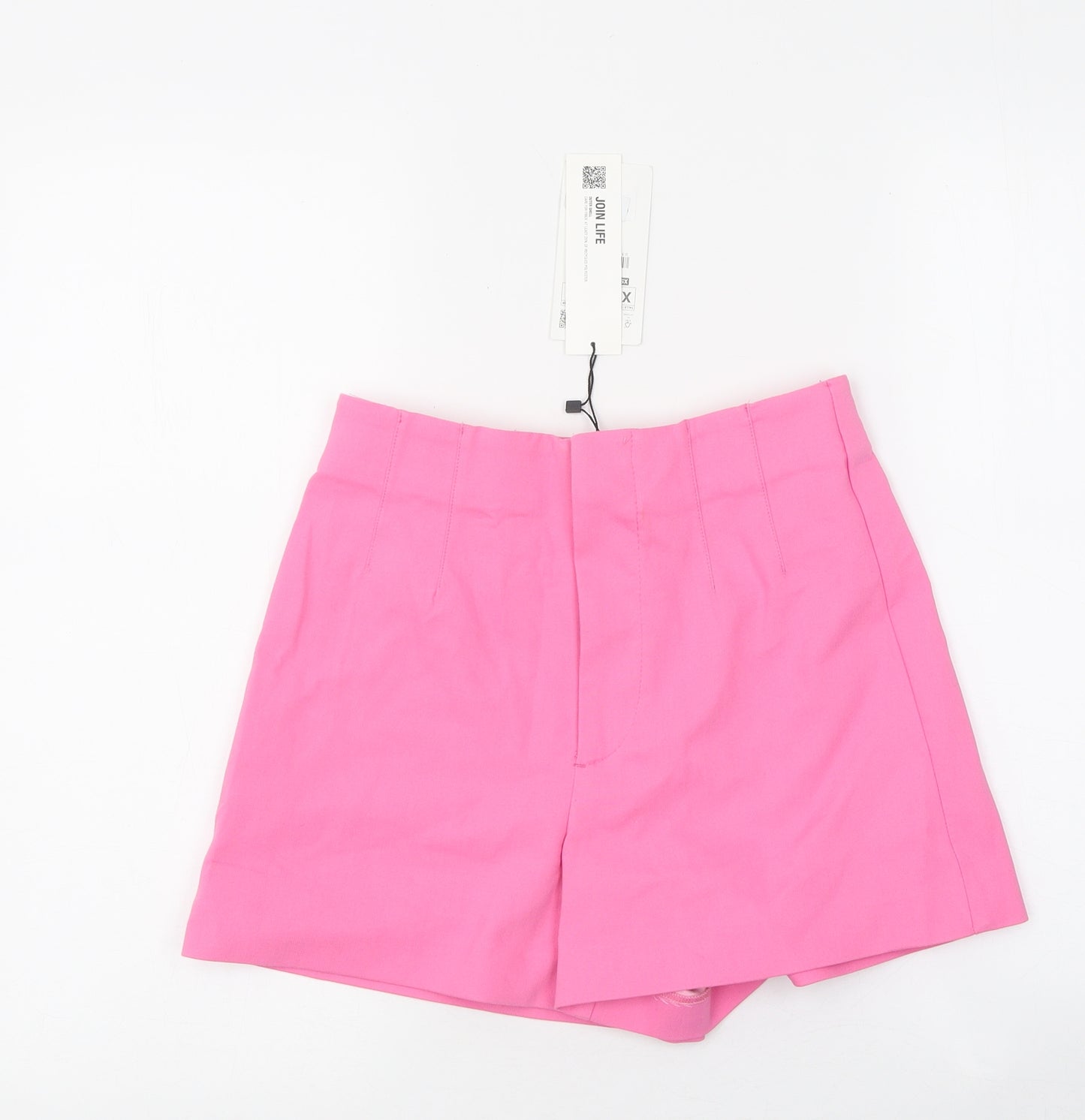 Zara Womens Pink Polyester Culotte Shorts Size XS Regular Zip