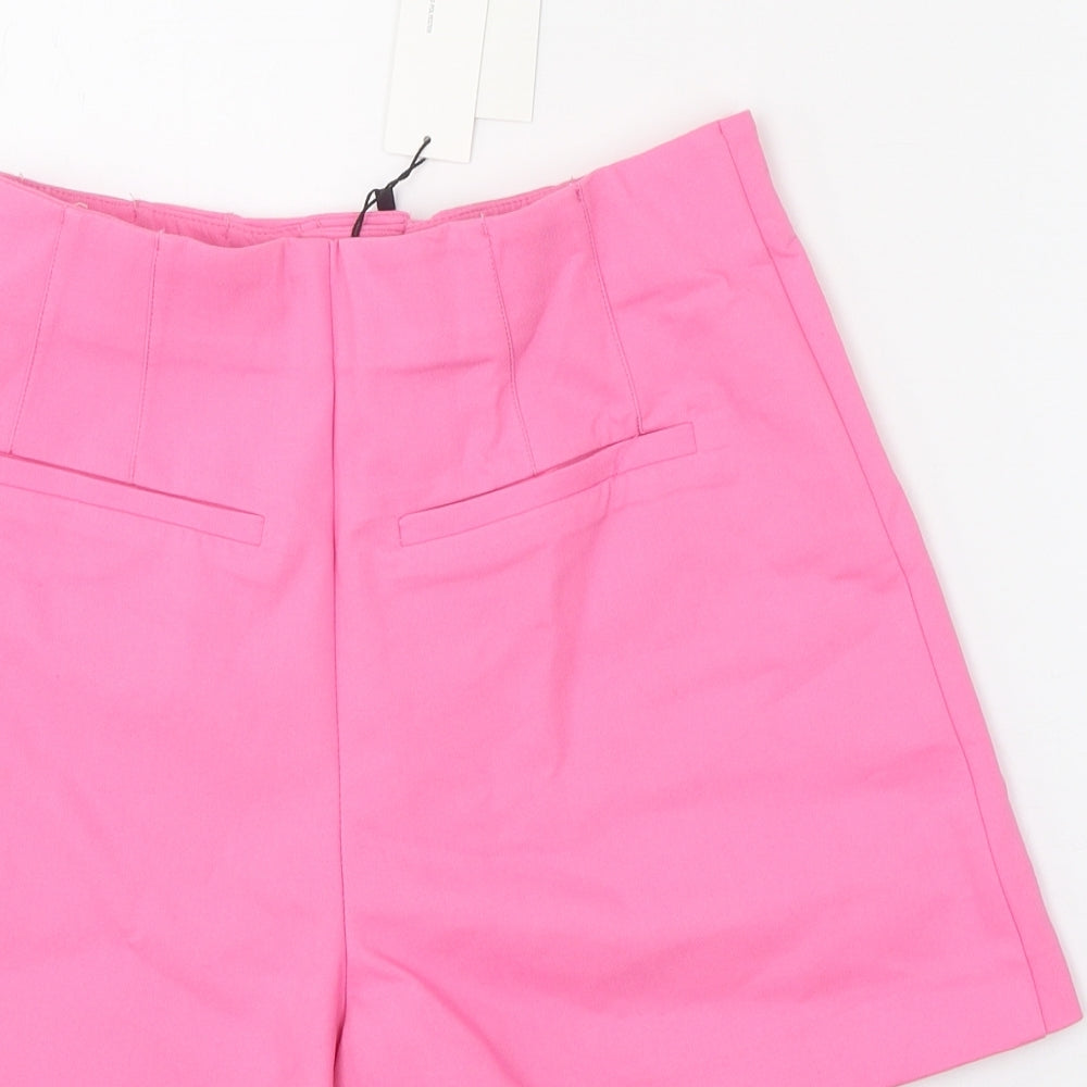 Zara Womens Pink Polyester Culotte Shorts Size XS Regular Zip