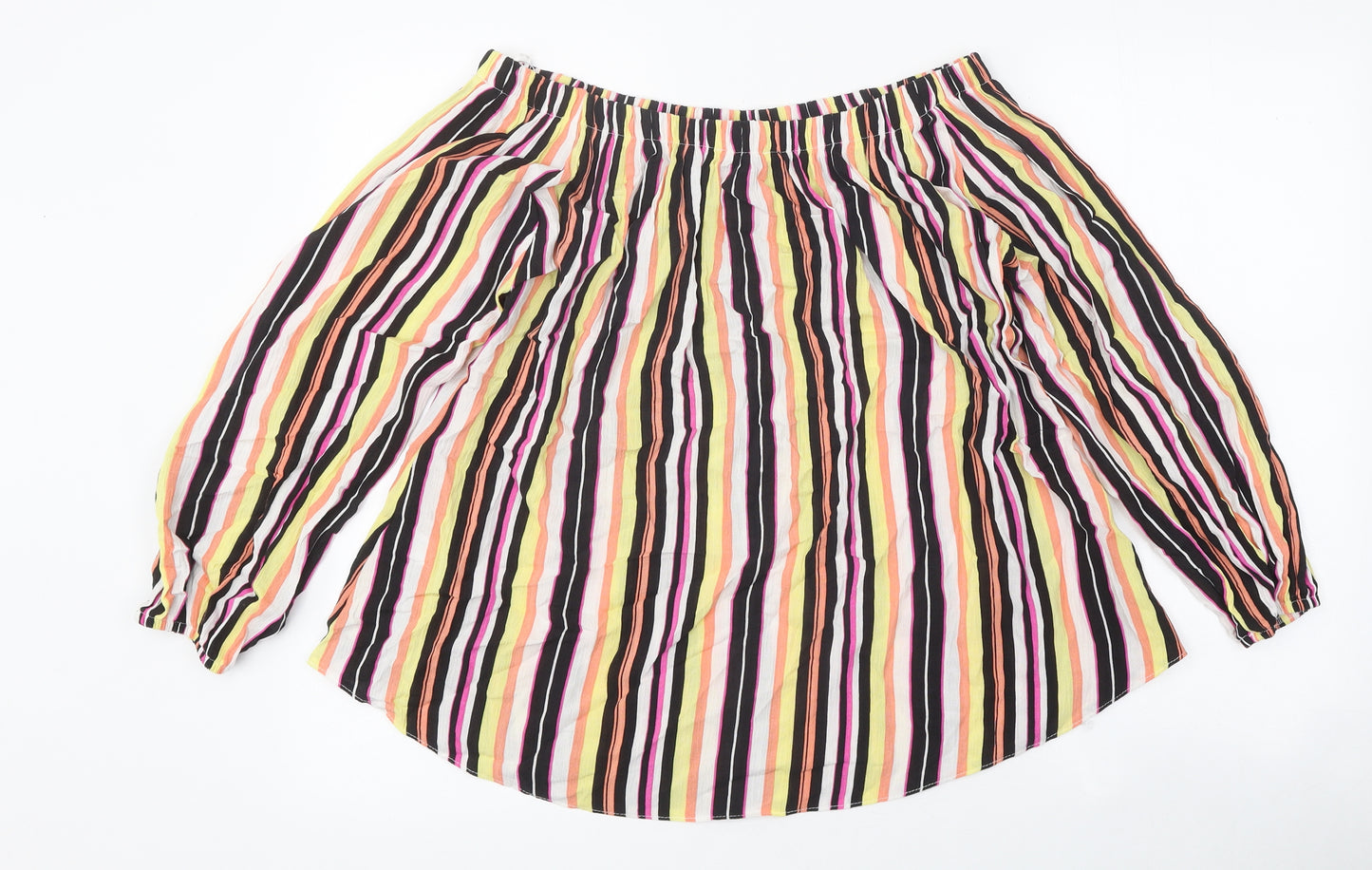 Select Womens Multicoloured Striped Viscose Basic Blouse Size 12 Off the Shoulder