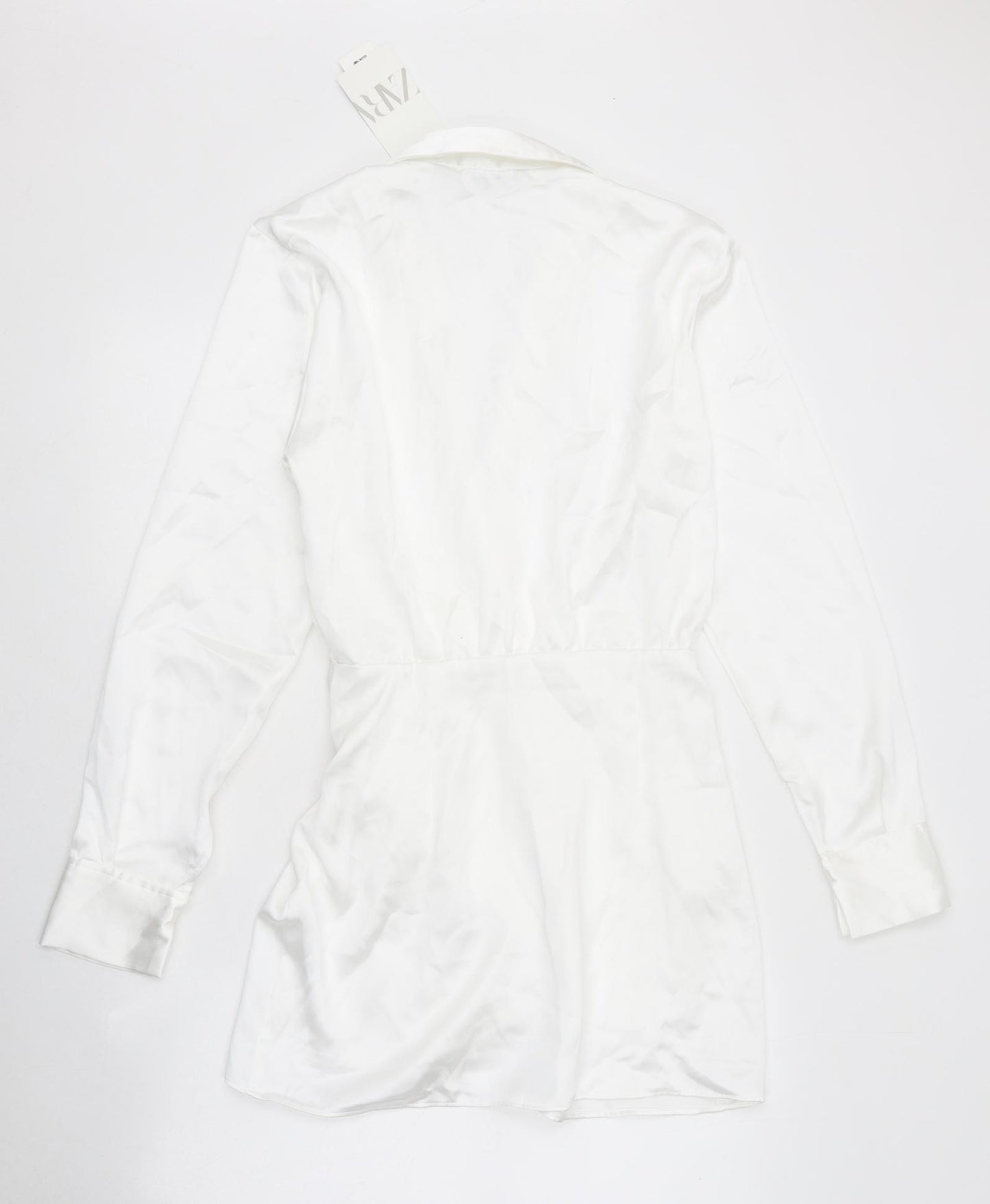 Zara Womens White Polyester Shift Size XS Collared Zip