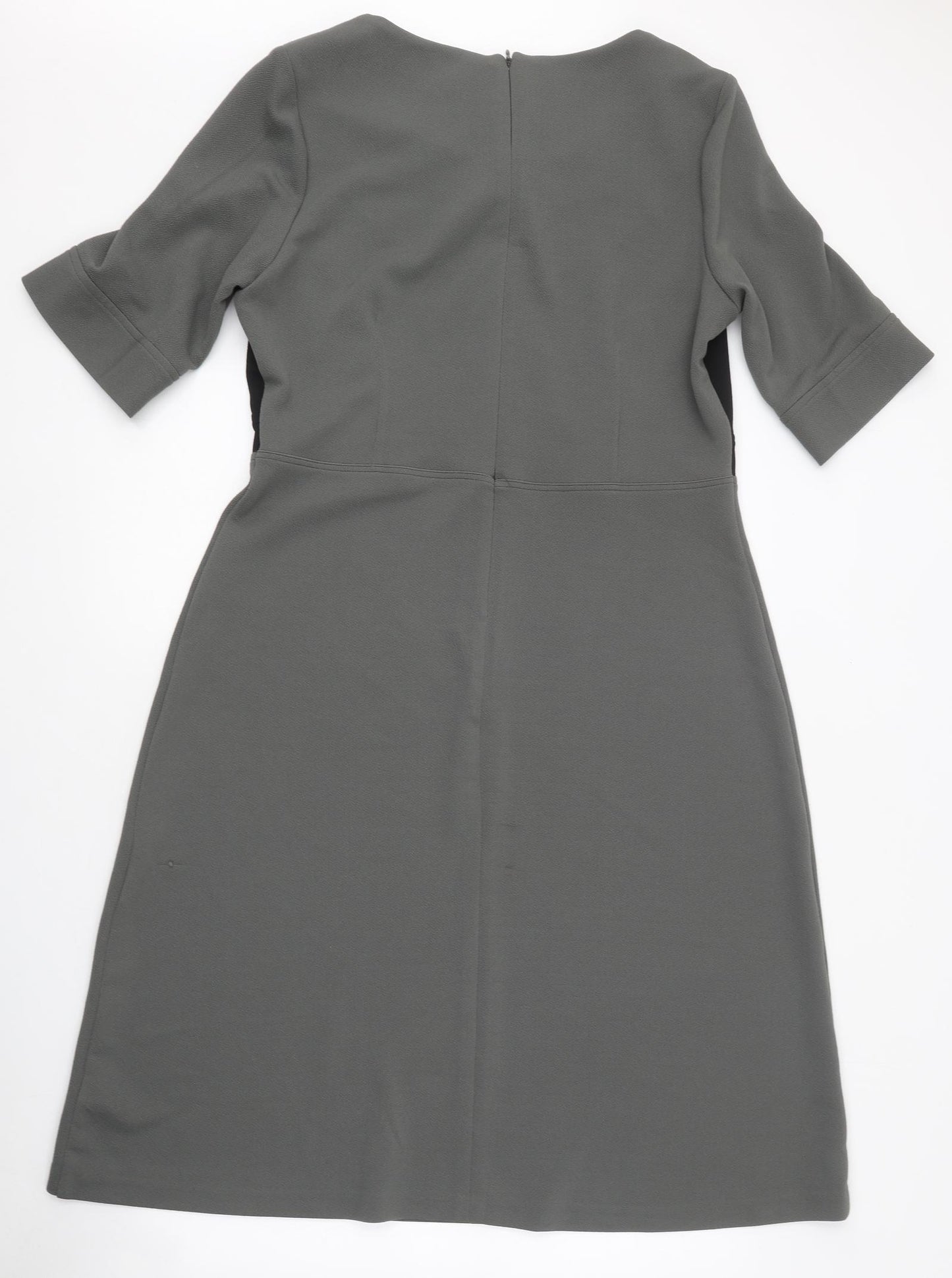 NEXT Womens Grey Colourblock Polyester A-Line Size 16 Boat Neck Zip