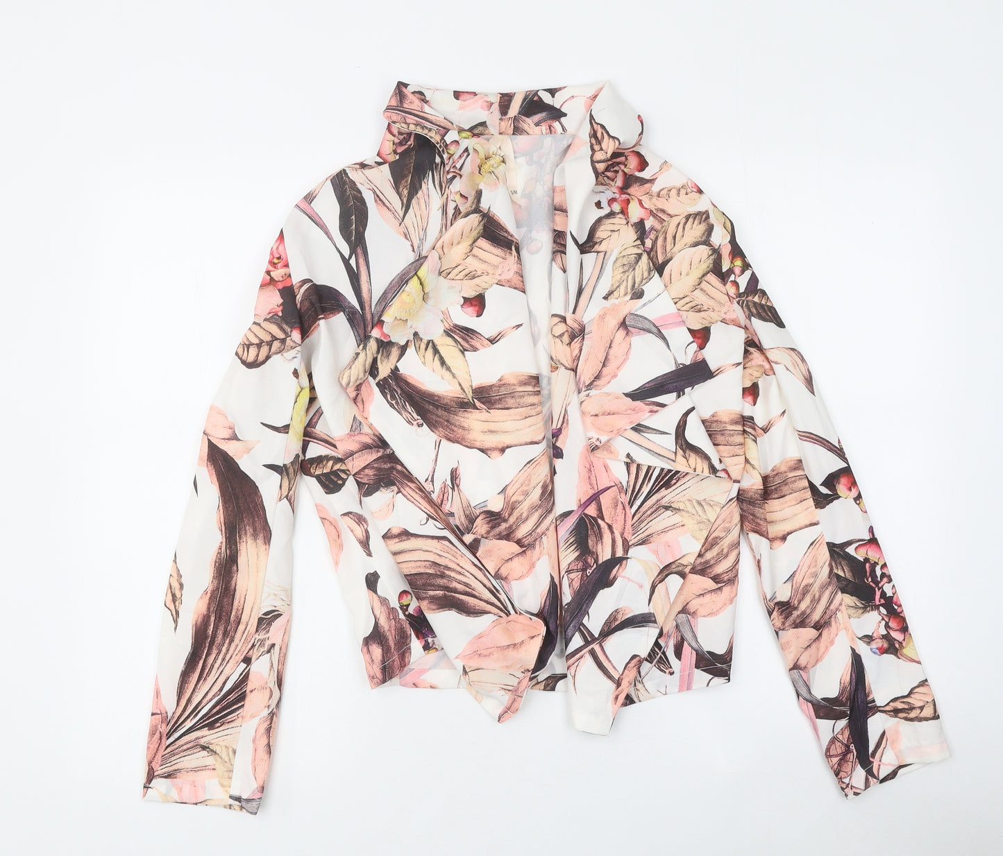 Lily White Womens White Floral Jacket Size S
