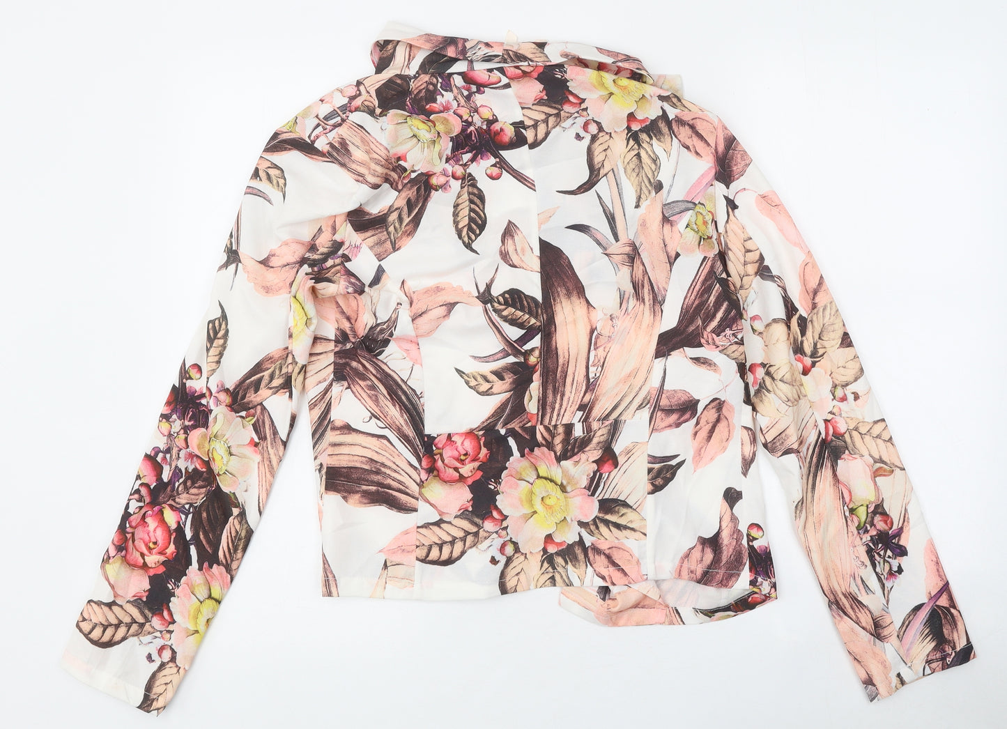 Lily White Womens White Floral Jacket Size S