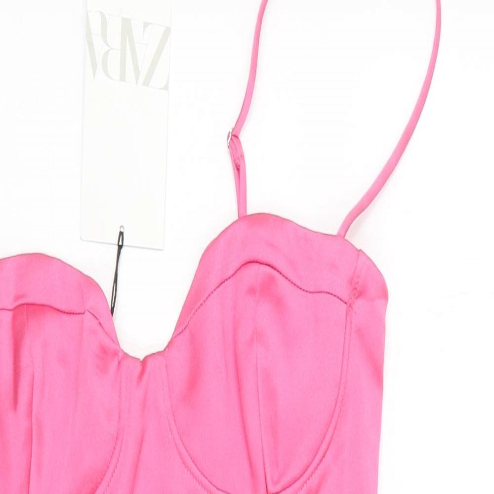 Zara Womens Purple Polyester Bodysuit One-Piece Size S Snap