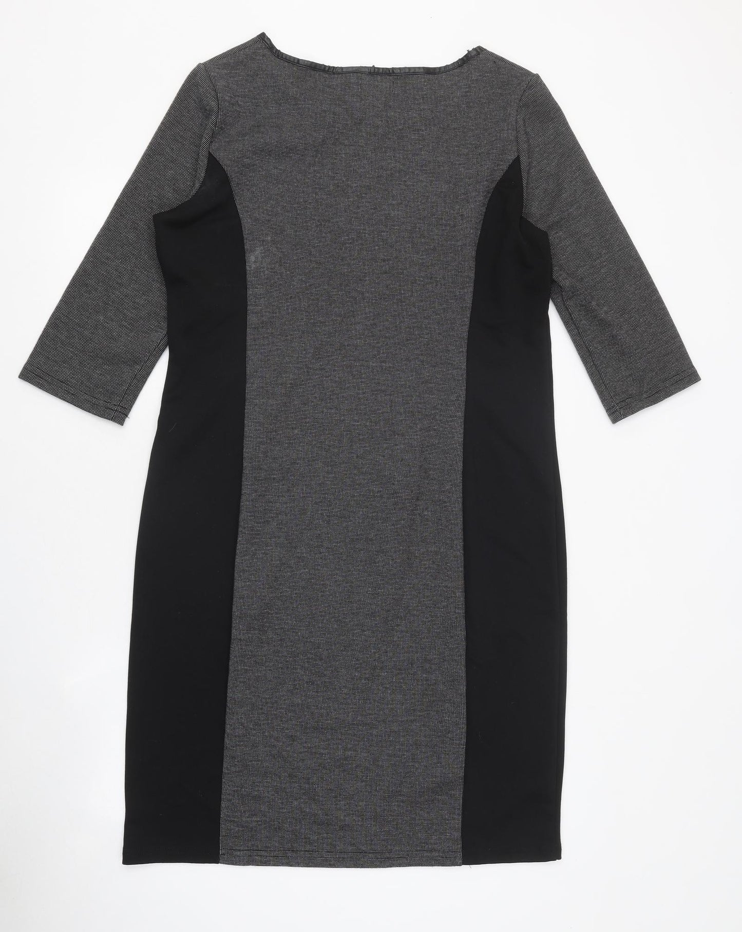 Damart Womens Grey Colourblock Polyester Pencil Dress Size 16 Boat Neck Pullover