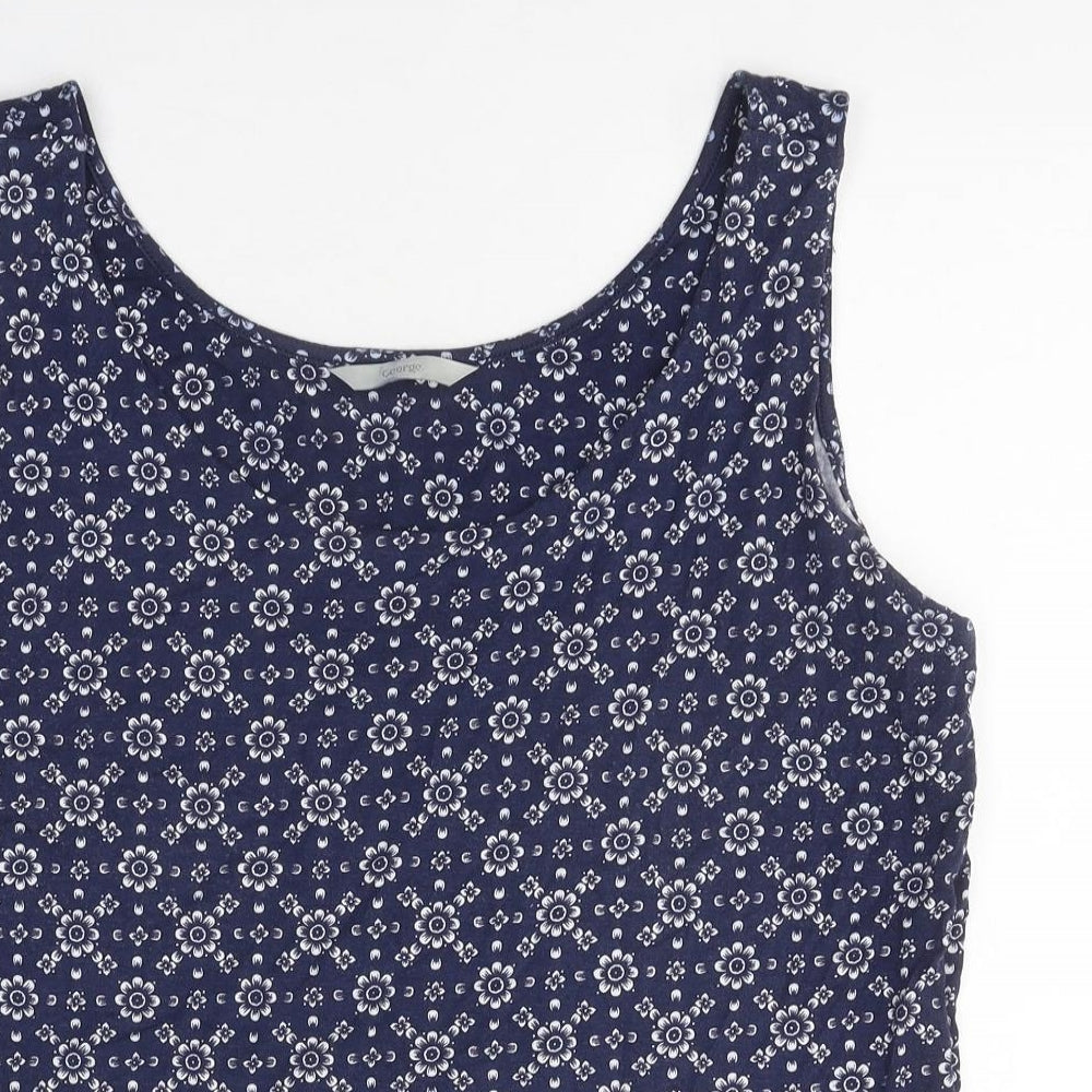 George Womens Blue Geometric Polyester Basic Tank Size 18 Scoop Neck