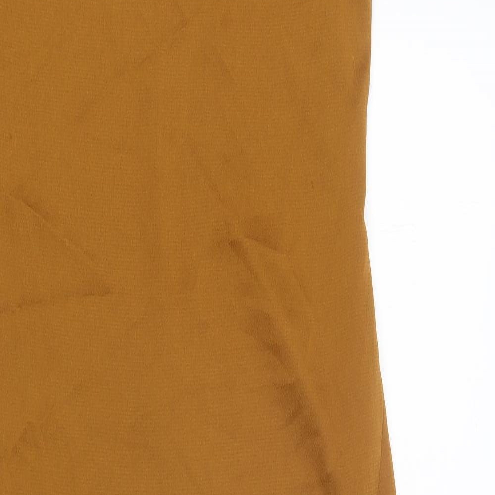 Stradivarius Womens Brown Polyester Slip Dress Size M Square Neck Pullover