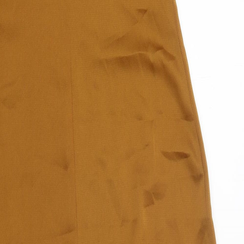 Stradivarius Womens Brown Polyester Slip Dress Size M Square Neck Pullover