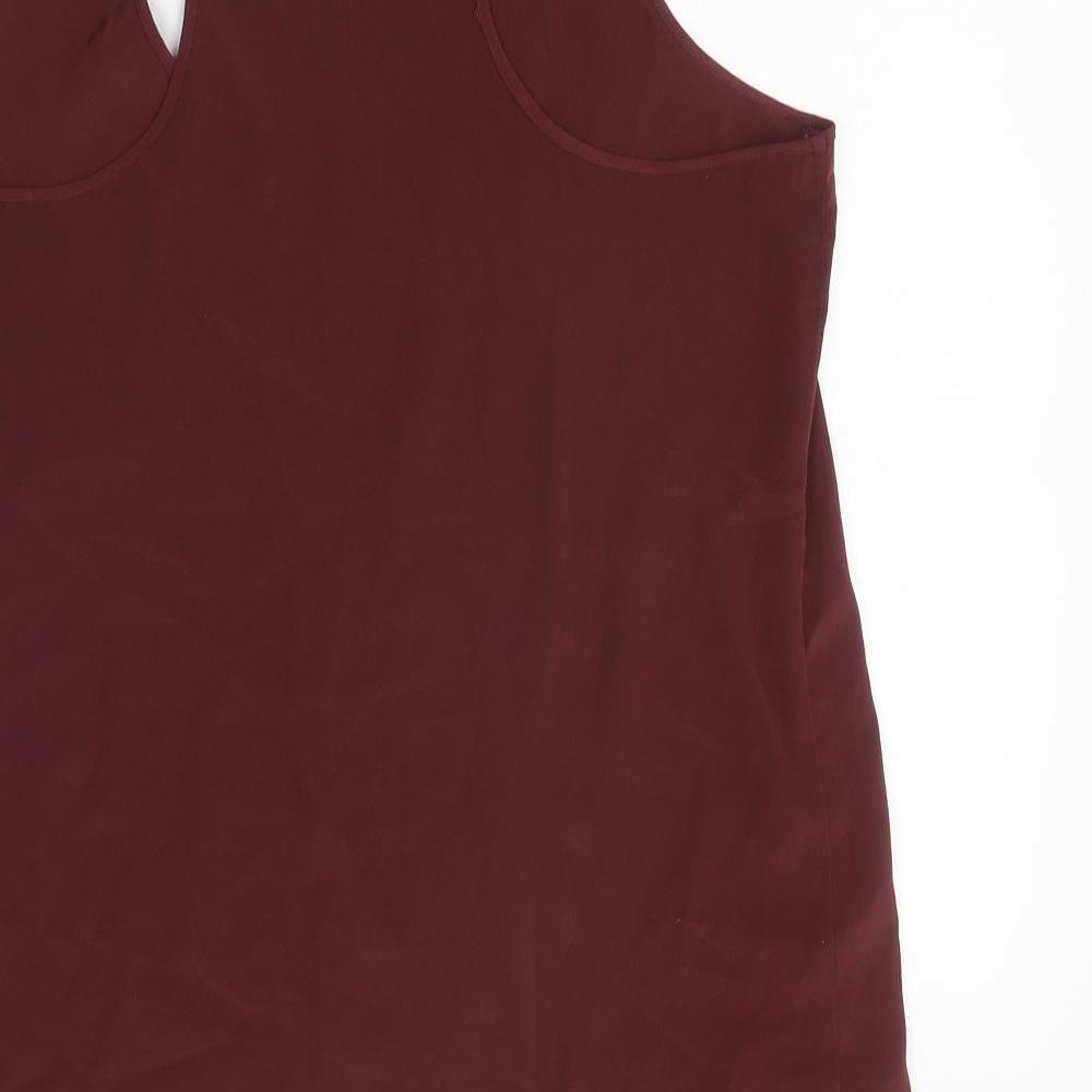 River Island Womens Red Polyester Basic Tank Size 12 Scoop Neck - Racerback