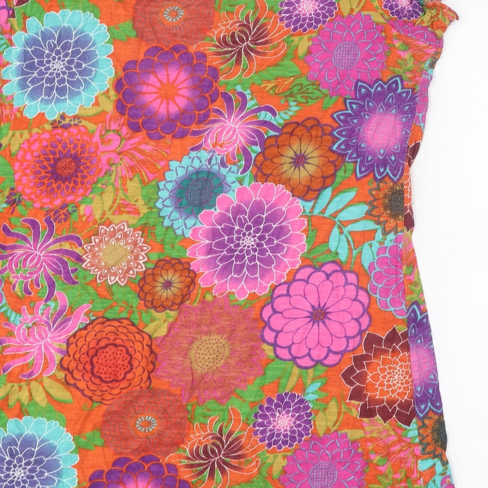 NEXT Womens Multicoloured Floral 100% Cotton Basic T-Shirt Size 16 Round Neck