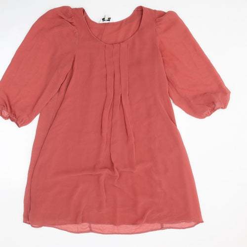 New Look Womens Red Viscose Trapeze & Swing Size 10 Boat Neck Pullover