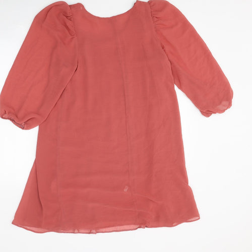 New Look Womens Red Viscose Trapeze & Swing Size 10 Boat Neck Pullover
