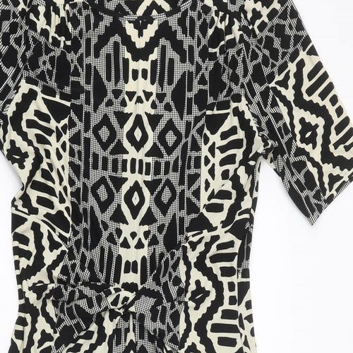 Marks and Spencer Womens Black Geometric Polyester Mini Size 12 Boat Neck Pullover