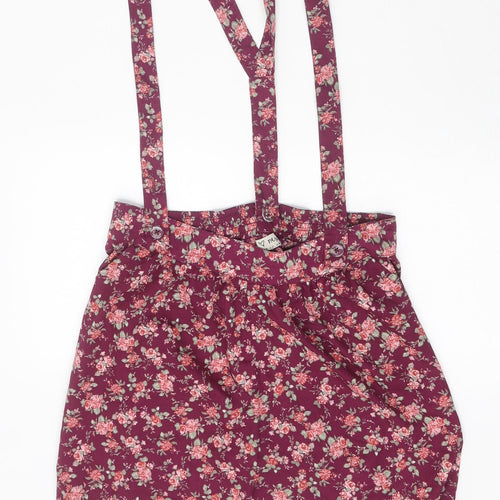 NEXT Girls Purple Floral Polyester Dungaree Shorts Shorts Size 13 Years Regular