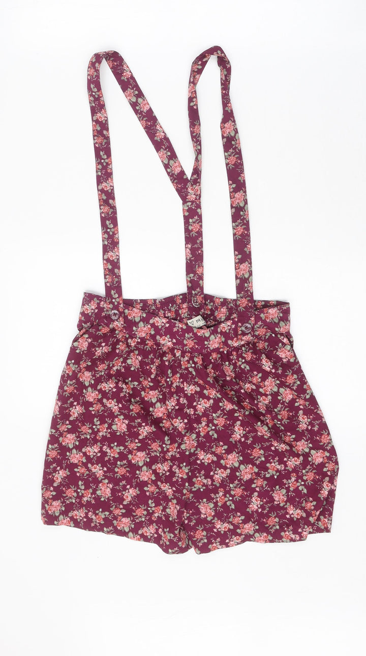 NEXT Girls Purple Floral Polyester Dungaree Shorts Shorts Size 13 Years Regular