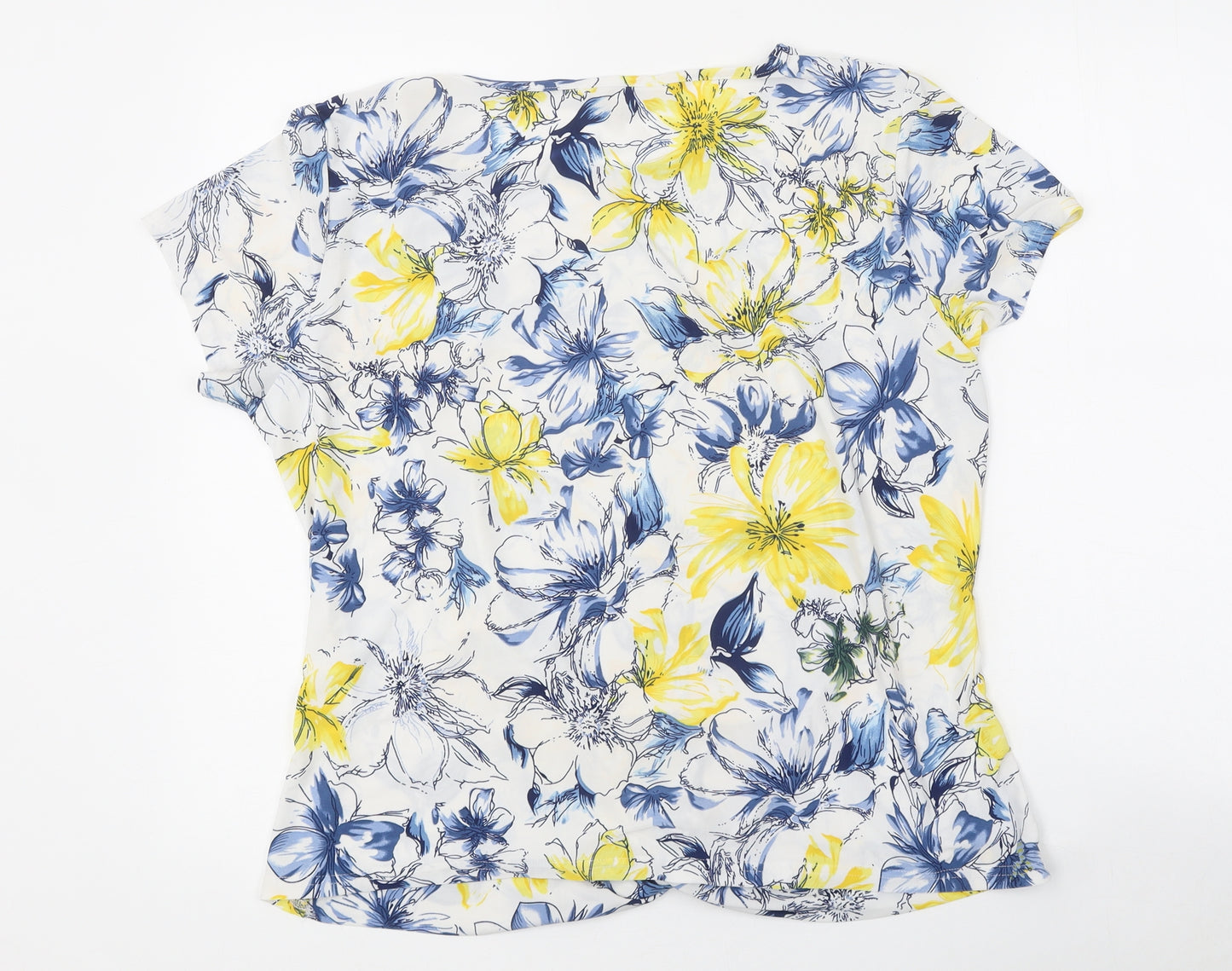 VidaD Womens Multicoloured Floral Polyester Basic T-Shirt Size 18 Round Neck