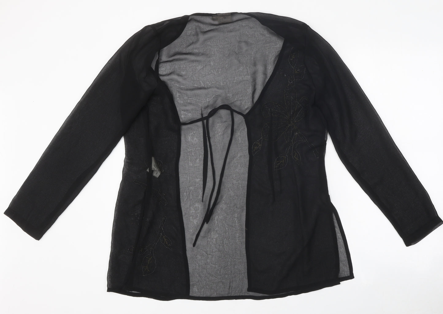 Together Womens Black Polyester Kimono Blouse Size 10 V-Neck