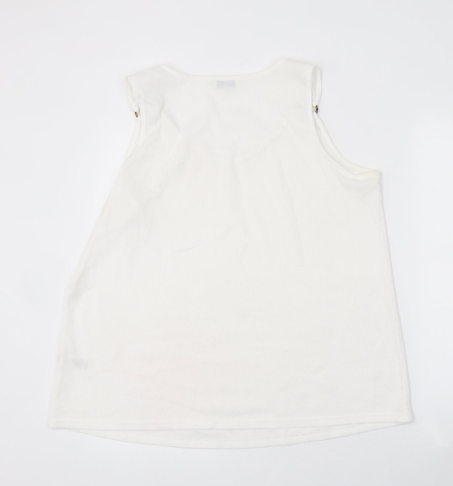 Nutmeg Womens White Polyester Basic Blouse Size 16 V-Neck