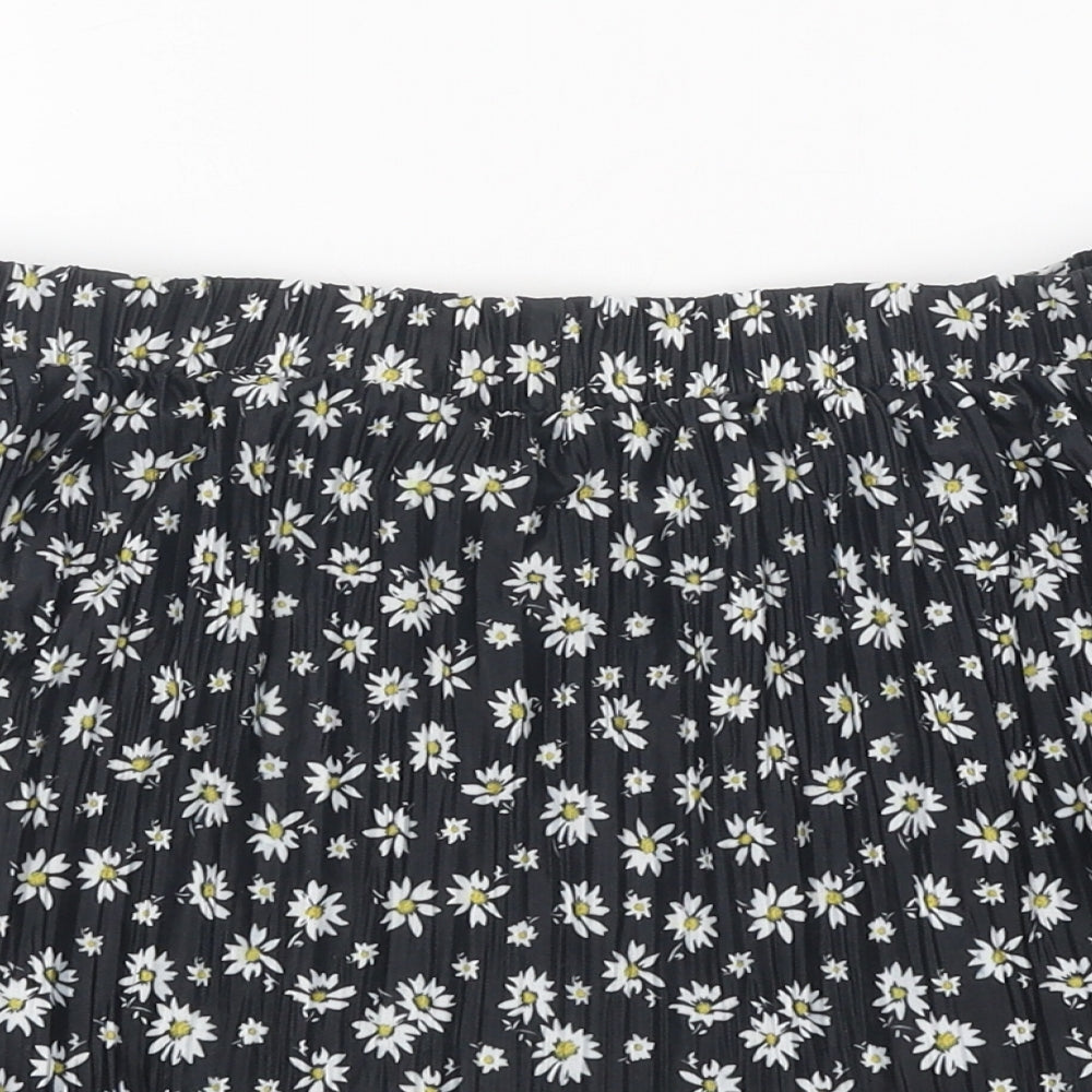 Primark Womens Black Geometric Polyester A-Line Skirt Size 10