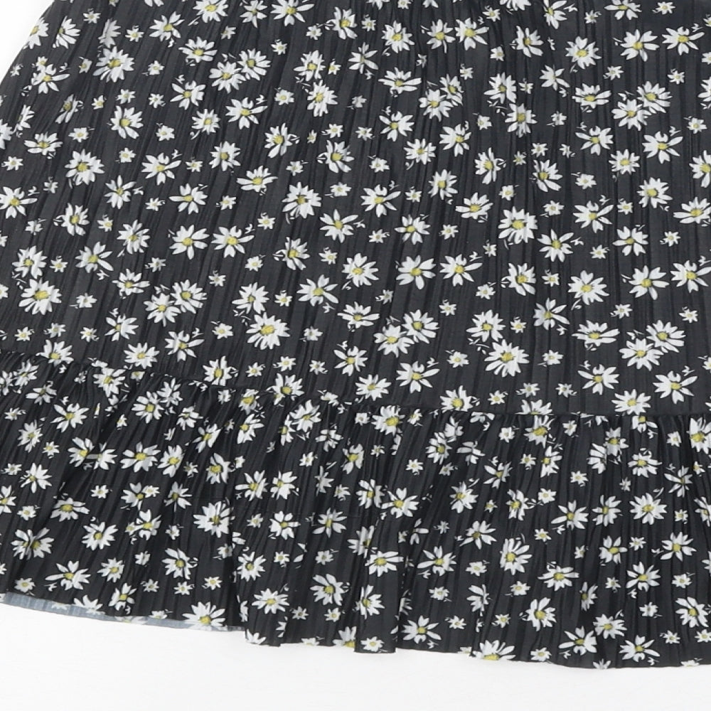 Primark Womens Black Geometric Polyester A-Line Skirt Size 10