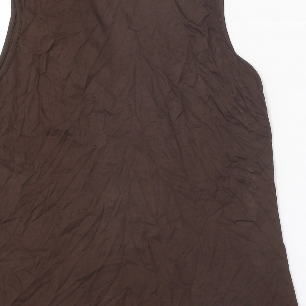 George Womens Brown Polyester Basic Blouse Size 18 V-Neck