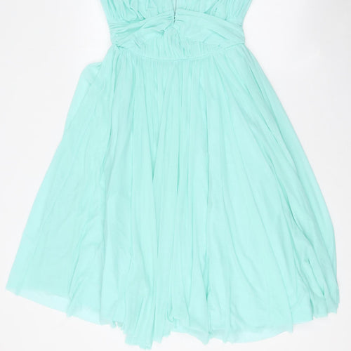 ASOS Womens Blue Polyester Mini Size 10 Off the Shoulder Zip