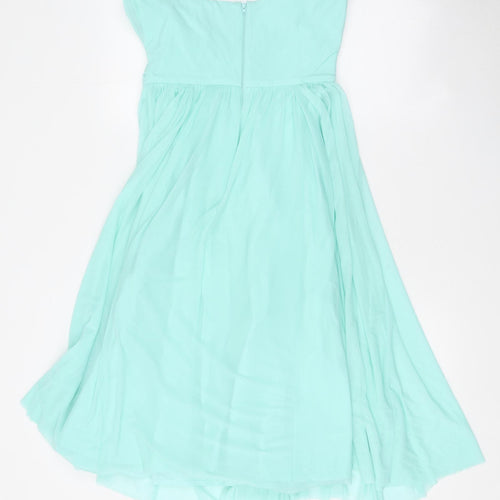ASOS Womens Blue Polyester Mini Size 10 Off the Shoulder Zip