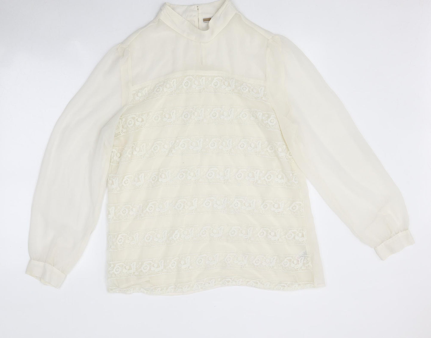 NEXT Womens White Polyester Basic Blouse Size 16 Mock Neck