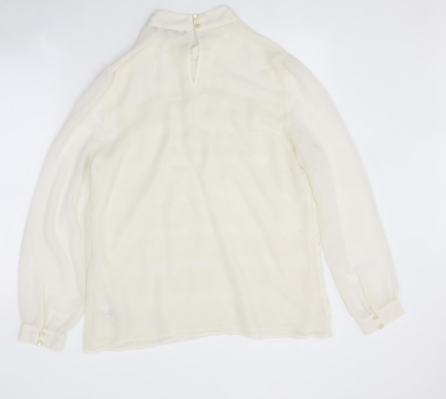 NEXT Womens White Polyester Basic Blouse Size 16 Mock Neck