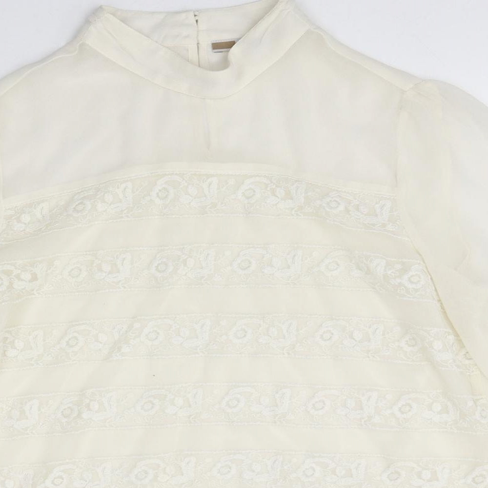 NEXT Womens White Polyester Basic Blouse Size 16 Mock Neck