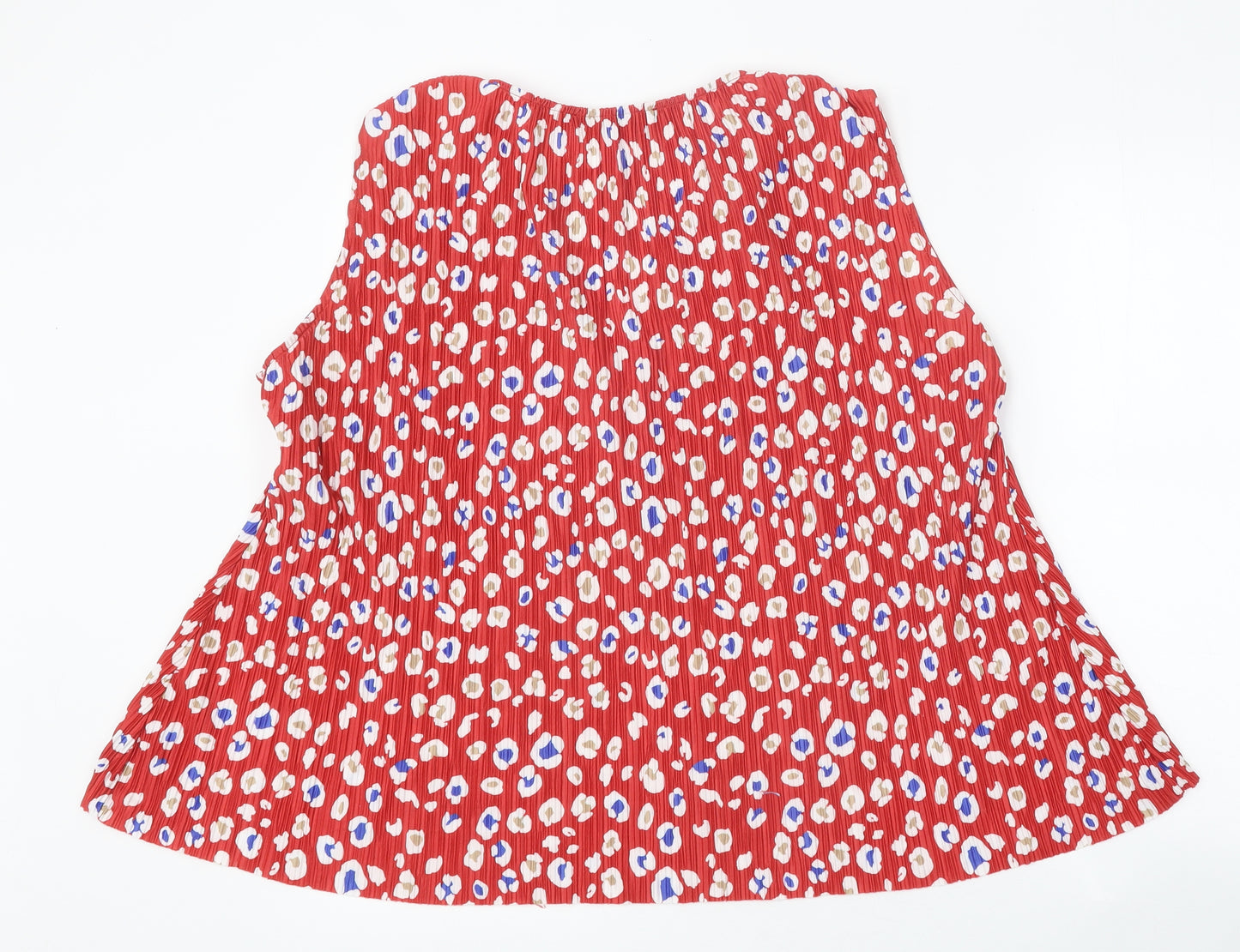 Very Womens Red Animal Print Polyester Basic Blouse Size 16 V-Neck