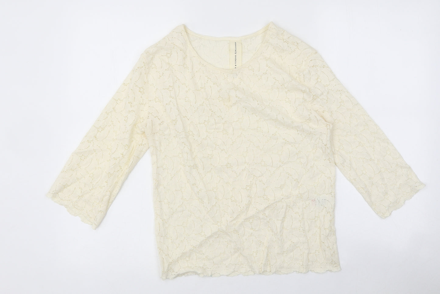 Preworn Womens Ivory Polyester Basic Blouse Size 10 Boat Neck