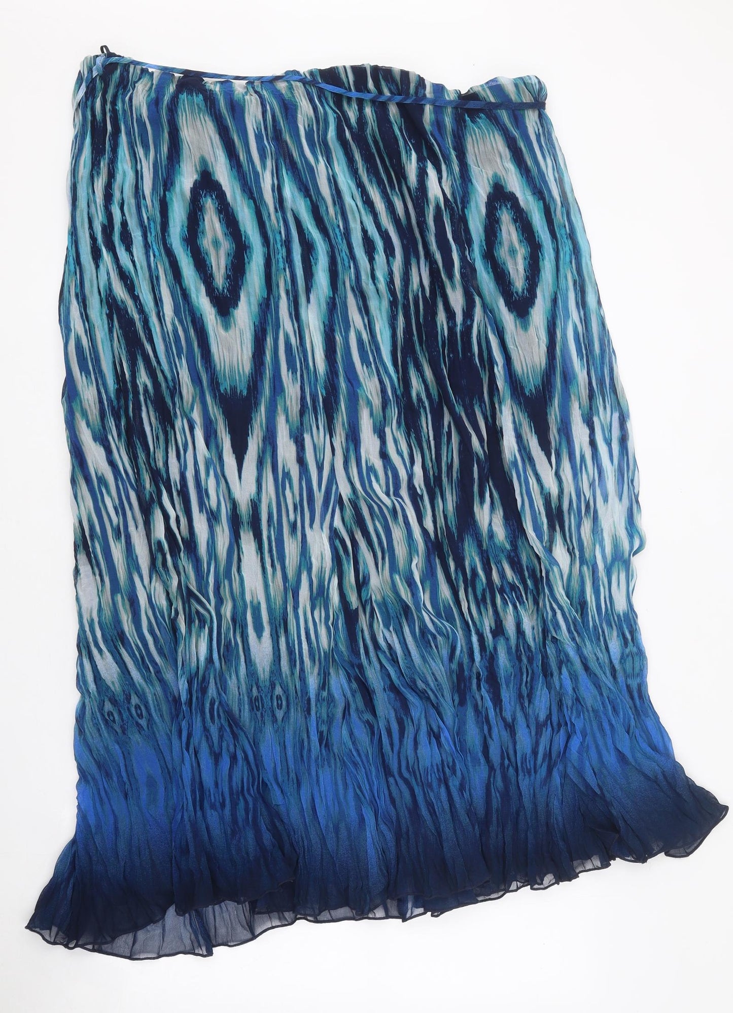 Per Una Womens Blue Geometric Polyester Flare Skirt Size 22