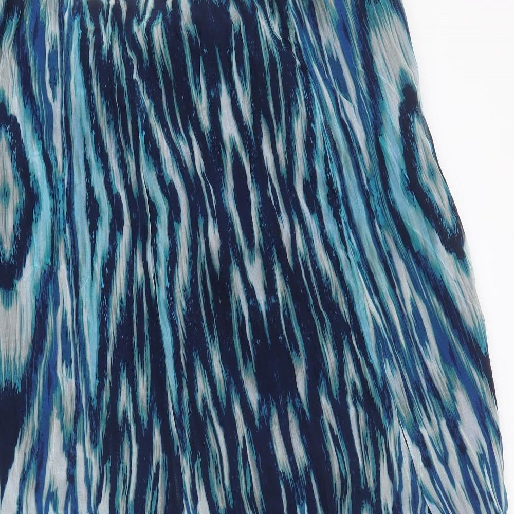 Per Una Womens Blue Geometric Polyester Flare Skirt Size 22