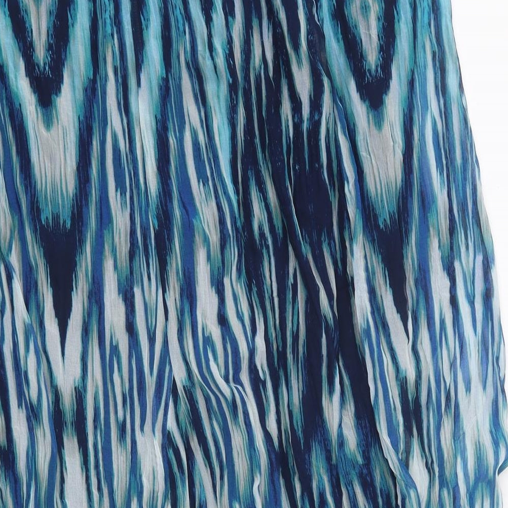 Per Una Womens Blue Geometric Polyester Flare Skirt Size 22